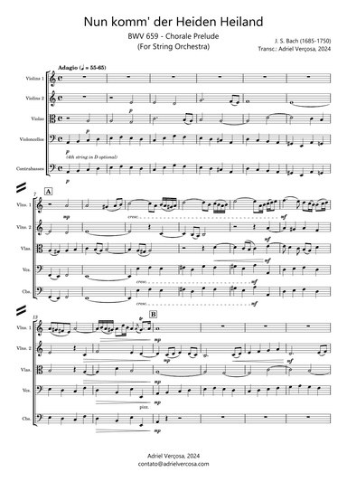 Nun komm' der Heiden Heiland - BWV 659 - Bach Chorale Prelude - String Orchestra (arr. Adriel Verçosa)