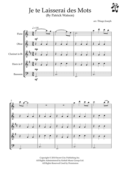 Je Te Laisserai Des Mots (arr. Thiago Joseph)