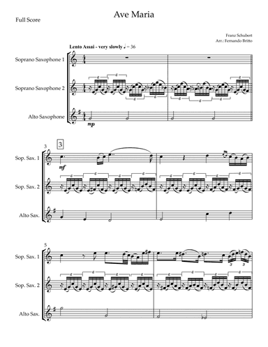 Ave Maria (Franz Schubert) for Saxophone Trio (arr. Fernando Britto)