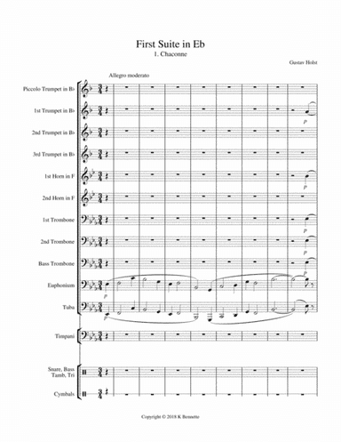 First Suite in E Flat for Military Band (arr. Kelly Bennette)