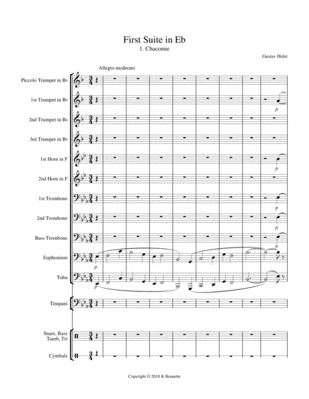 First Suite in E Flat for Military Band (arr. Kelly Bennette)