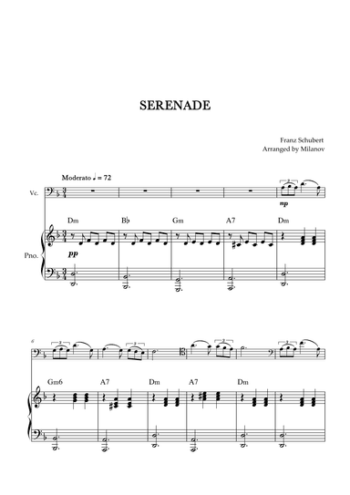 Serenade | Schubert | Cello | Piano (arr. Milanov)