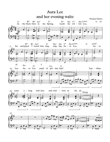 Aura Lee's Evening waltz (arr. Paul Taylor)