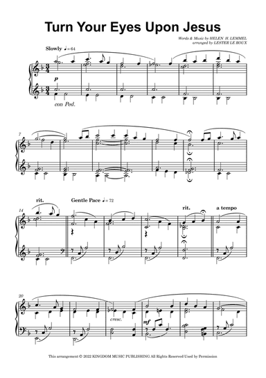 Turn Your Eyes Upon Jesus (arr. Lester Le Roux)