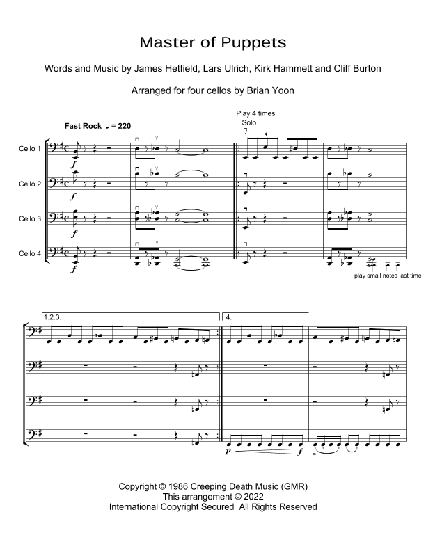 Master Of Puppets (arr. Brian Yoon)