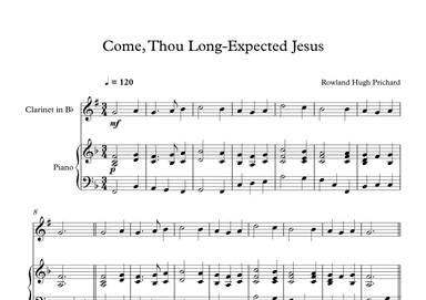 Come, Thou Long-Expected Jesus - Rowland Hugh Prichard (Clarinet + Piano) (arr. Digital Book Music)