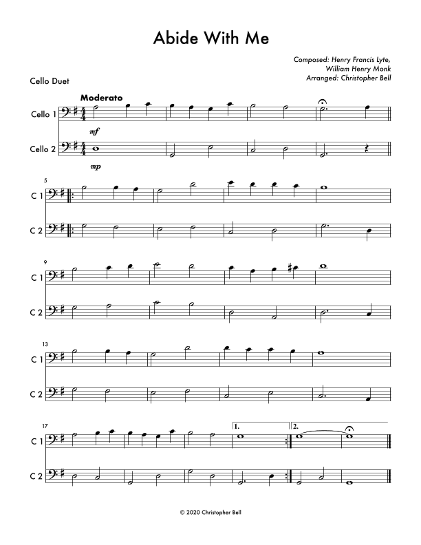 Abide with Me - Cello Duet (arr. Christopher Bell)