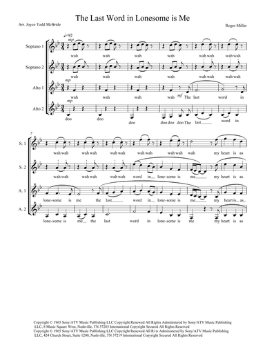 The Last Word In Lonesome Is Me (arr. Joyce Todd McBride)