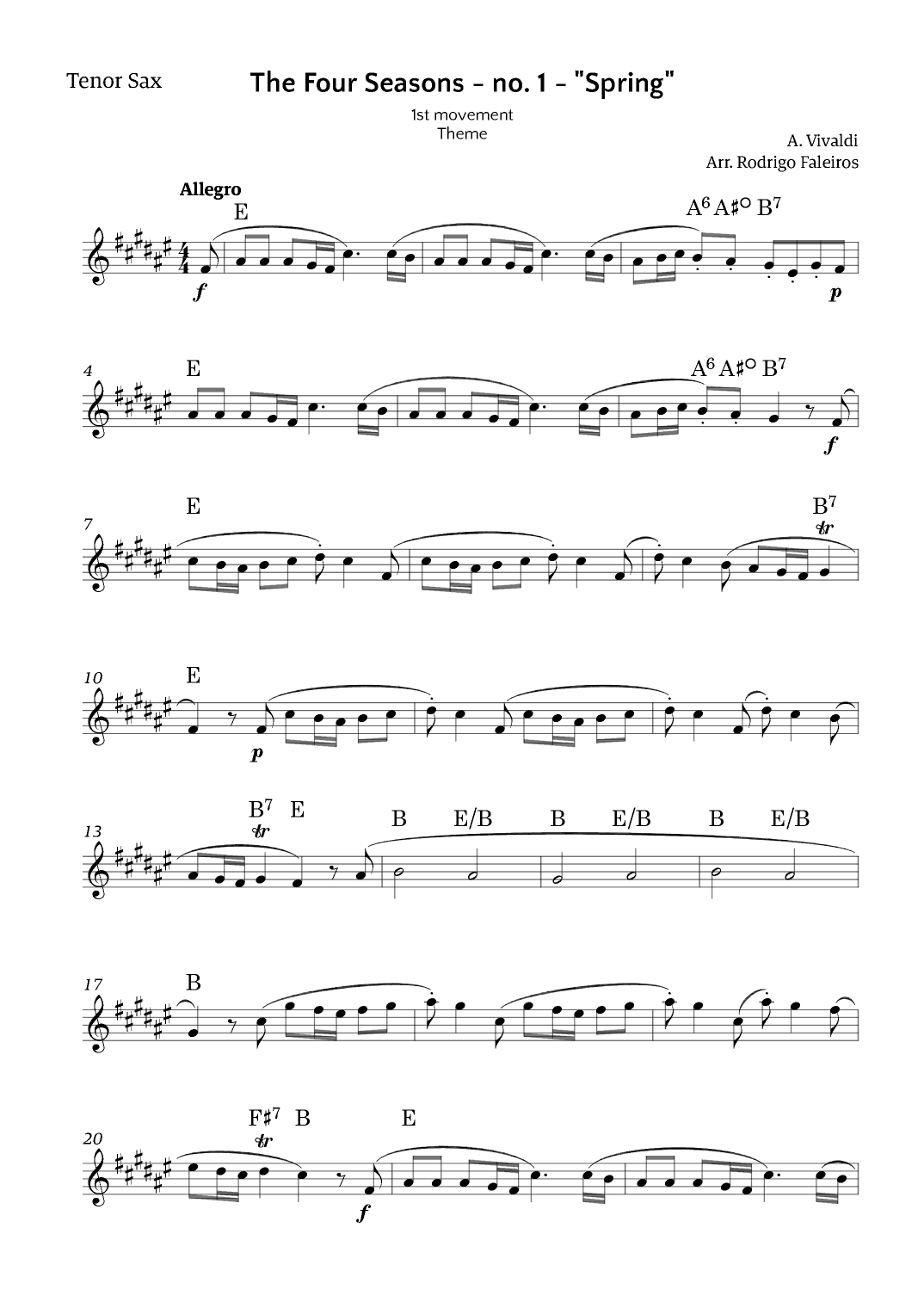 The Four Seasons - Spring (arr. Rodrigo Faleiros)