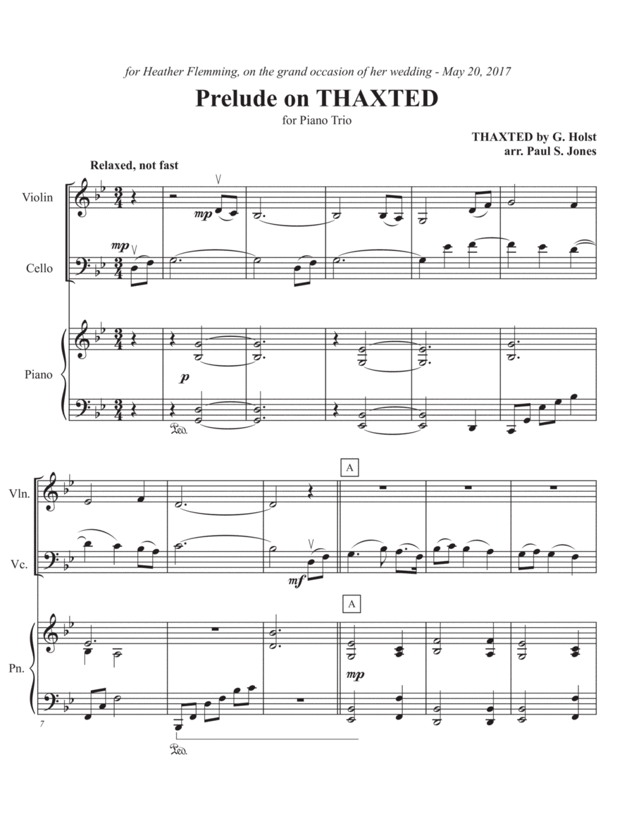 Prelude on "Thaxted" (Piano trio) (arr. Paul S. Jones)