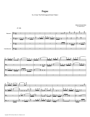 Fugue 11 from Well-Tempered Clavier, Book 2 (Bassoon Quartet) (arr. Richard Byrnes)