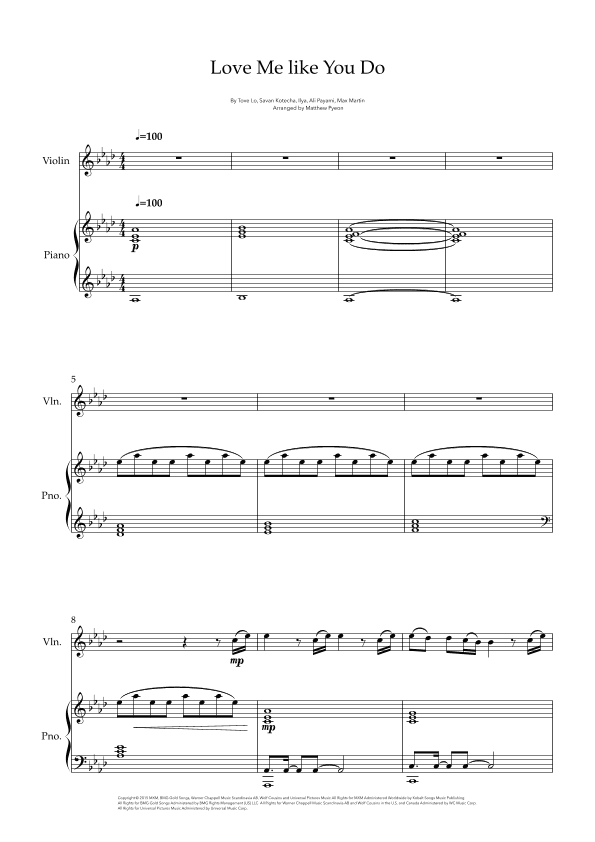 Love Me Like You Do (arr. Matthew pyeon)