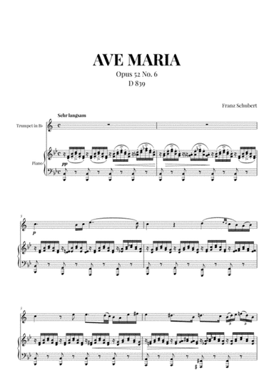 Ave Maria (Schubert) for Trumpet in Bb and Piano (arr. Cadenza Editions)