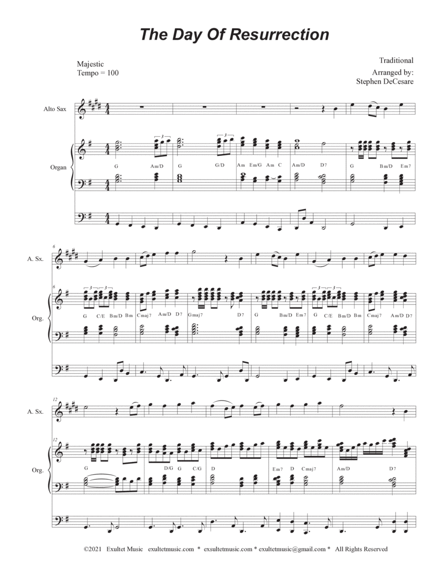 The Day Of Resurrection (Alto Saxophone - Organ accompaniment) (arr. Stephen DeCesare)