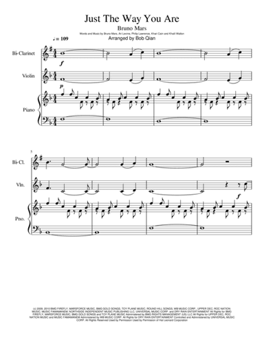 Just The Way You Are (arr. B. Qian Music)