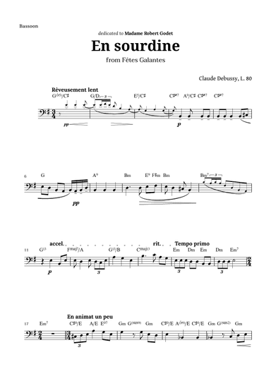 En sourdine by Debussy for Bassoon and Chords (arr. Langanho)