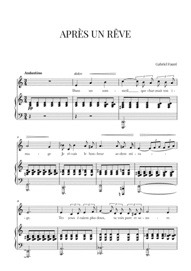 Fauré - Après un Rêve (A minor) (arr. Cadenza Editions)