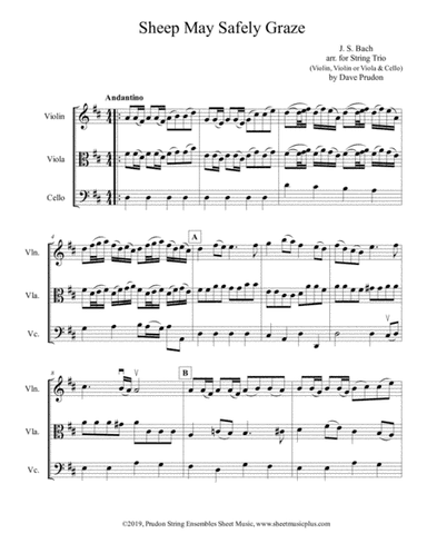 Sheep May Safely Graze for String Trio (arr. Dave Prudon)