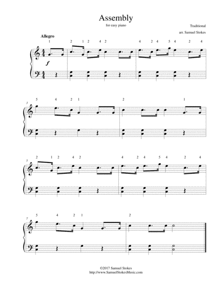 Assembly (bugle call) - for easy piano (arr. Samuel Stokes)