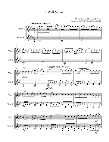 I Will Survive (arr. Jonathan Na)