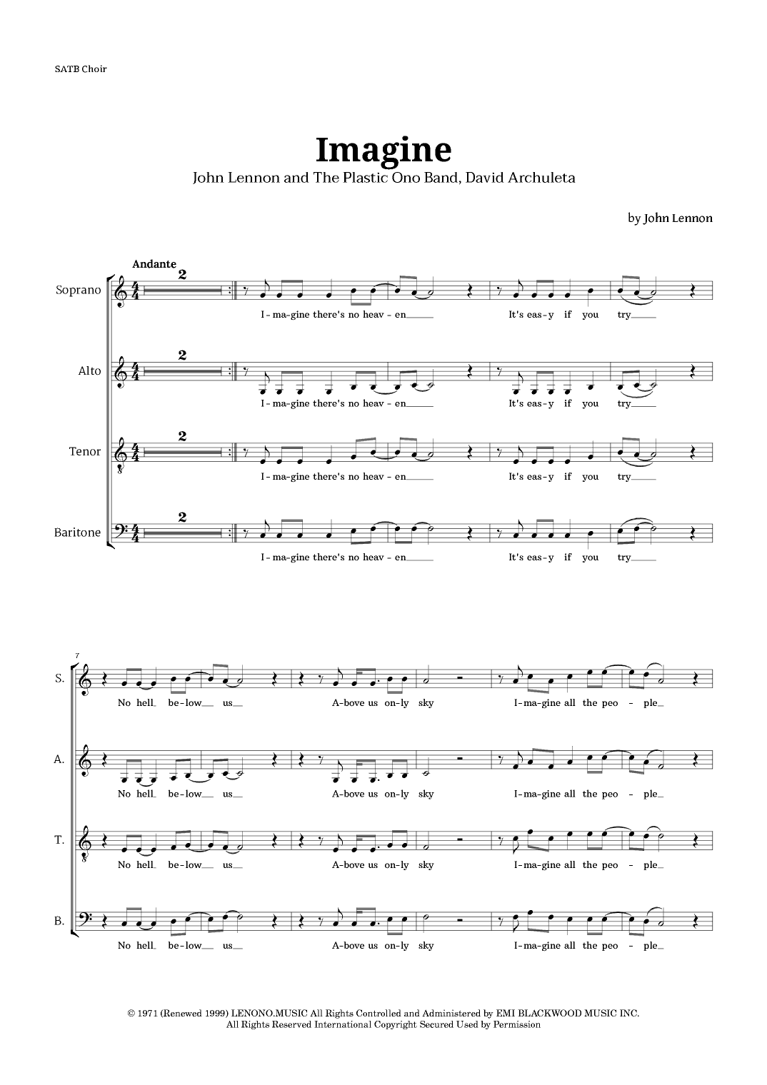 Imagine (arr. Langanho)