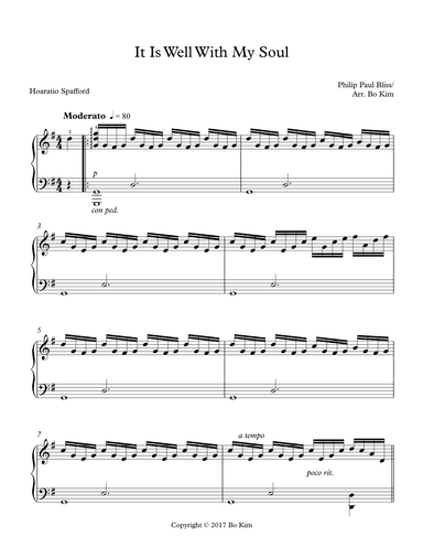 It Is Well With My Soul (Solo Piano Arrangement) (arr. Bo Kim)