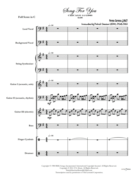 Song For You (arr. Patrick Sheehan)