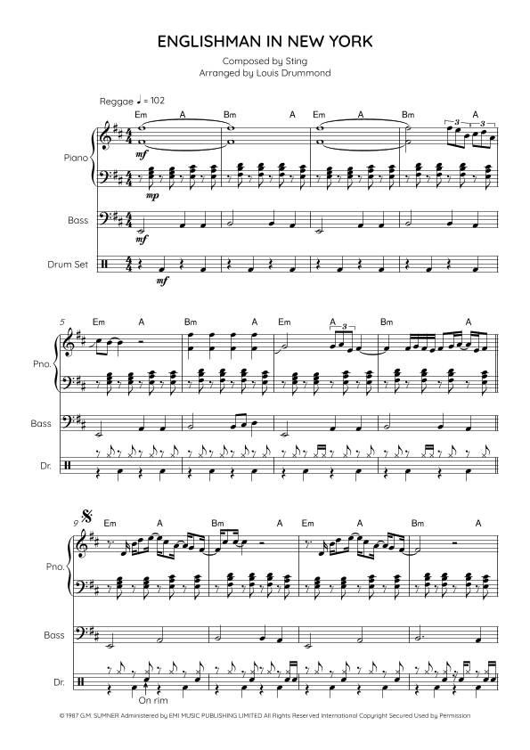 Englishman In New York (arr. Louis Drummond)