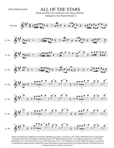 All Of The Stars  from the Motion Picture Soundtrack THE FAULT IN OUR STARS (arr. Jose Daniel Morales A.)