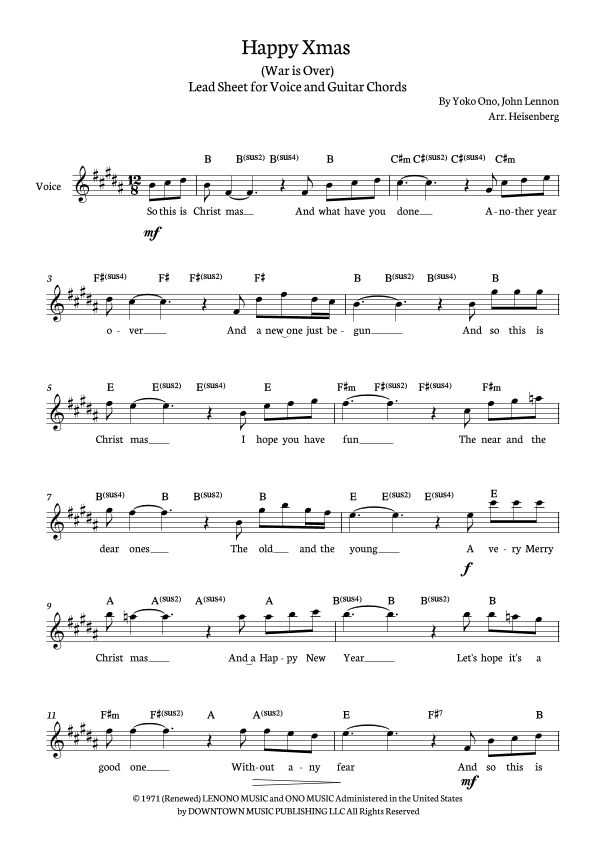 Happy Xmas (war Is Over) (arr. Heisenberg)