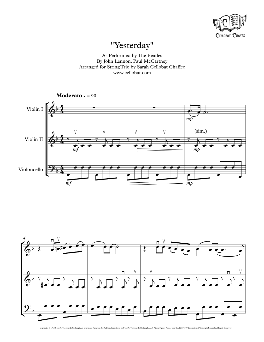 Yesterday (arr. Sarah Cellobat Chaffee)
