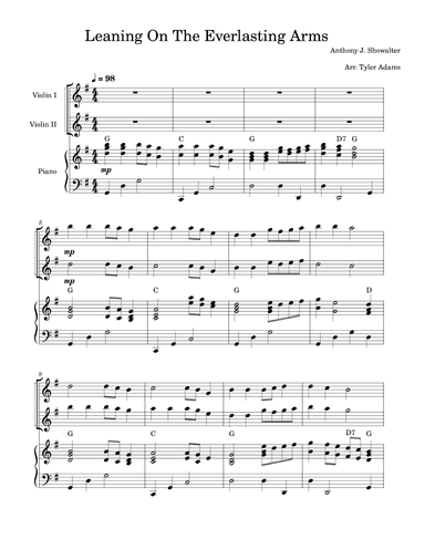Leaning On The Everlasting Arms (Violin Duet with Piano) (arr. Tyler Adams)