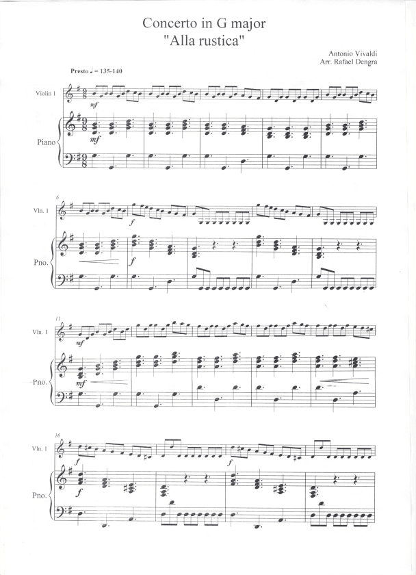 Presto from Alla Rustica - Violin & Piano (arr. Rafael Dengra)