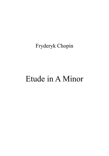 Etude in A Minor (arr. Patrizia Luraschi)