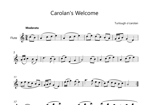 Carolan's Welcome flute Leadsheet (arr. Victor Araújo)
