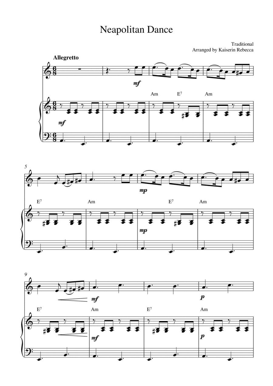 Neapolitan Dance (for violin solo and piano accompaniment) (arr. Kaiserin Rebecca)