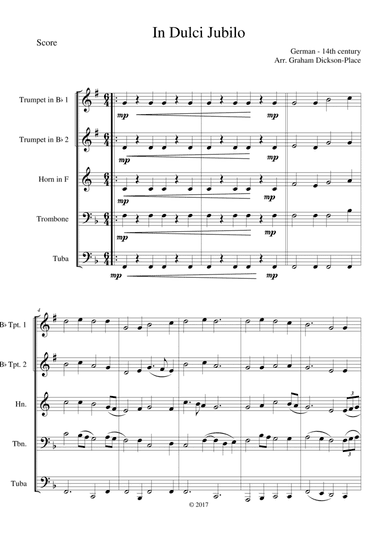 In Dulci Jubilo - Anon. German 14th century (arr. Arr. by Graham Dickson-Place)