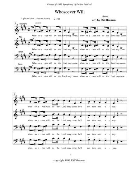 Whosoever Will - SATB (arr. Phil Beaman)