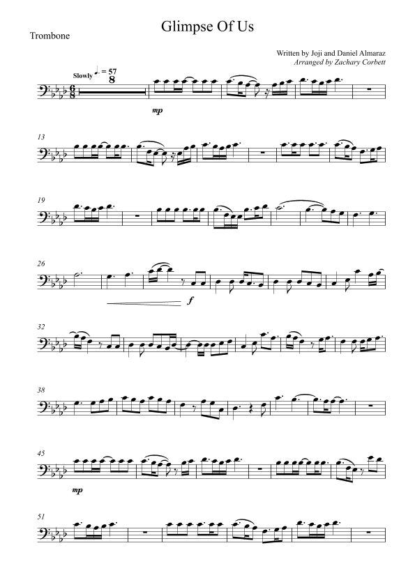 Glimpse Of Us (arr. Zachary Corbett)