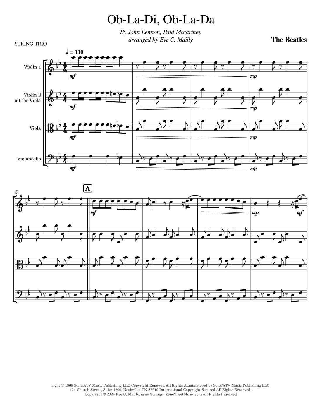 Ob-la-di, Ob-la-da (arr. Eve C. Mailly - Zene Strings)