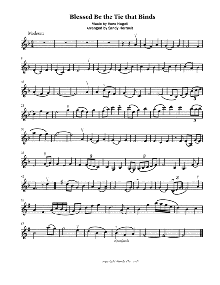 Blessed Be the Tie That Binds,for Violin and Piano (arr. Sandy Herrault)