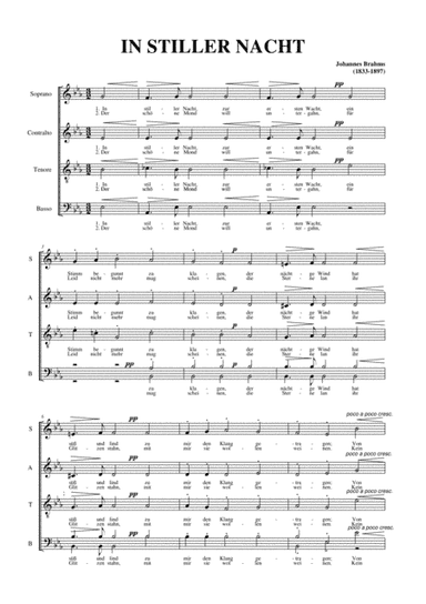 IN STILLER NACHT - Brahms - For SATB Choir