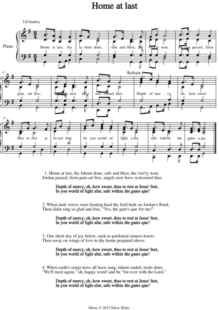 Home at last. A new tune to a wonderful old hymn.