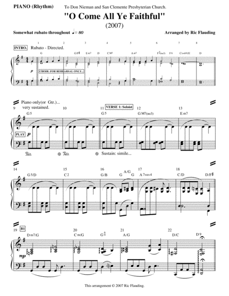 O Come All Ye Faithful (Choral: additional instrumental parts) (arr. Ric Flauding)