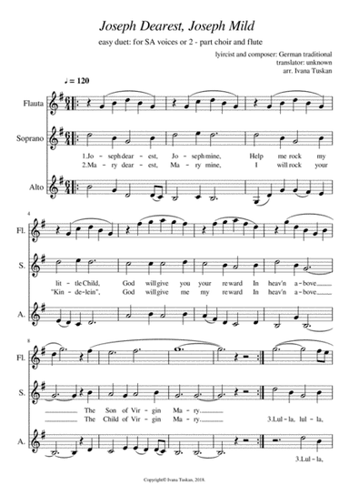 Joseph dearest, Joseph mine for SA and flute (arr. Ivana Tuskan)