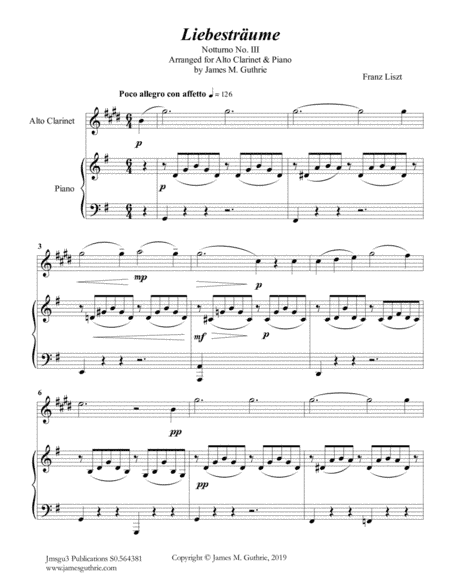 Liszt: Liebestraume for Alto Clarinet & Piano (arr. James M. Guthrie)