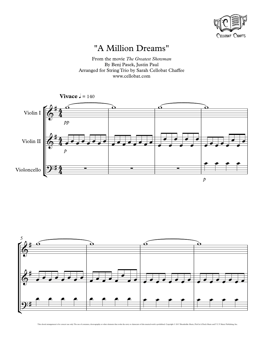 A Million Dreams (arr. Sarah Cellobat Chaffee)