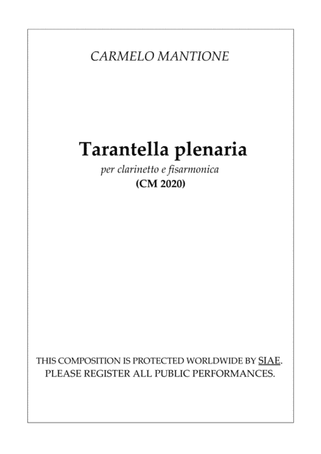 Tarantella plenaria (CM 2020) score and parts