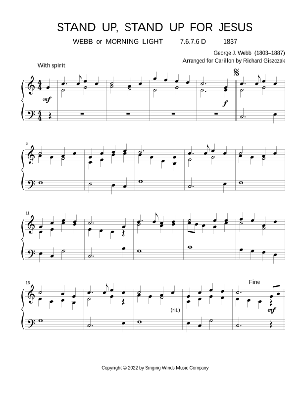 Stand Up, Stand Up For Jesus  (WEBB) (arr. Richard Giszczak)