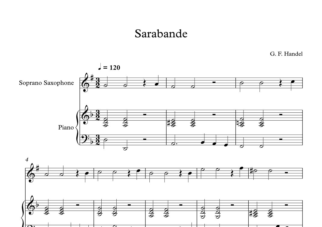 Sarabande - George Frideric Handel (Soprano Sax + Piano) (arr. Digital Book Music)